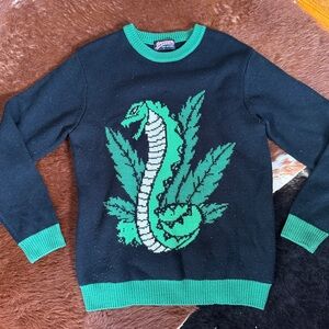 Men’s Black Sweater with Green Snake Design